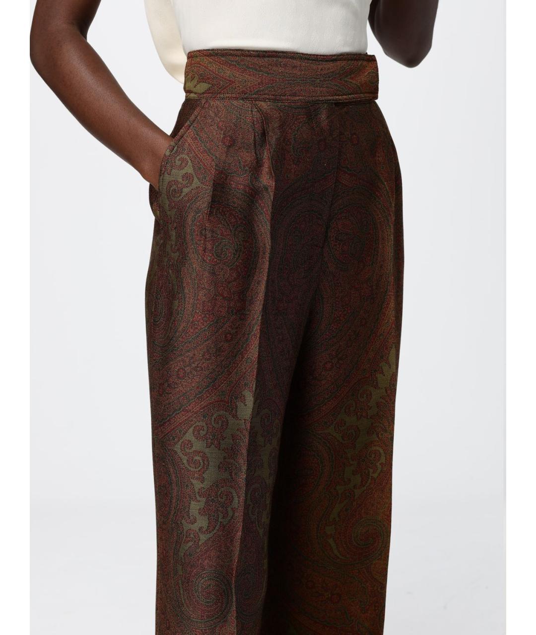 ETRO Коричневые шерстяные прямые брюки, фото 6