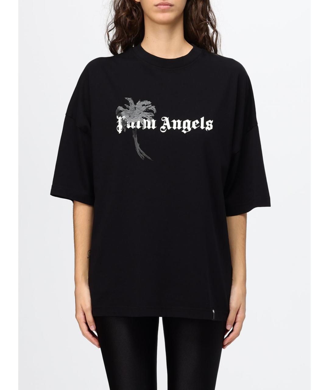 PALM ANGELS Черная хлопковая футболка, фото 4