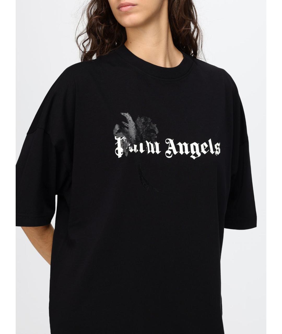 PALM ANGELS Черная хлопковая футболка, фото 3