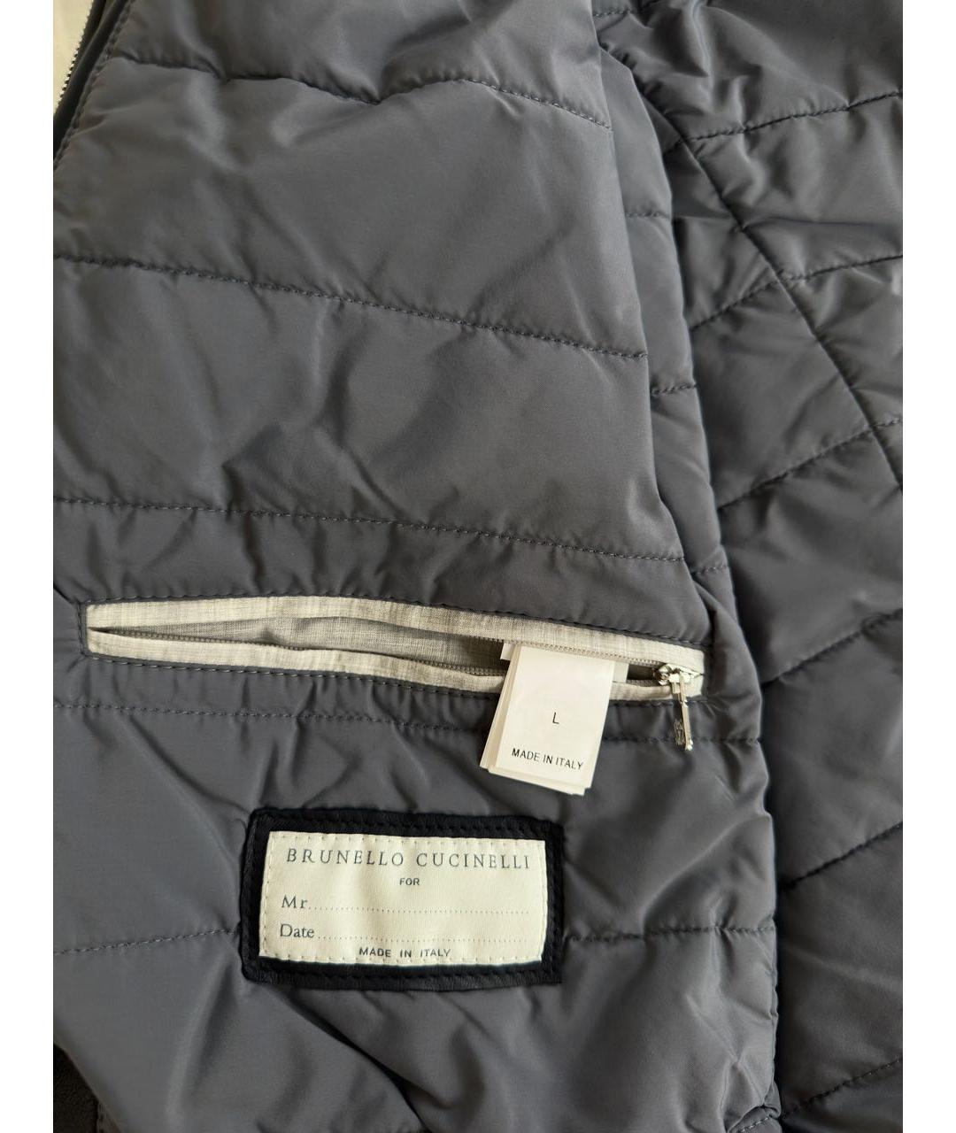 BRUNELLO CUCINELLI Темно-синяя кожаная куртка, фото 8