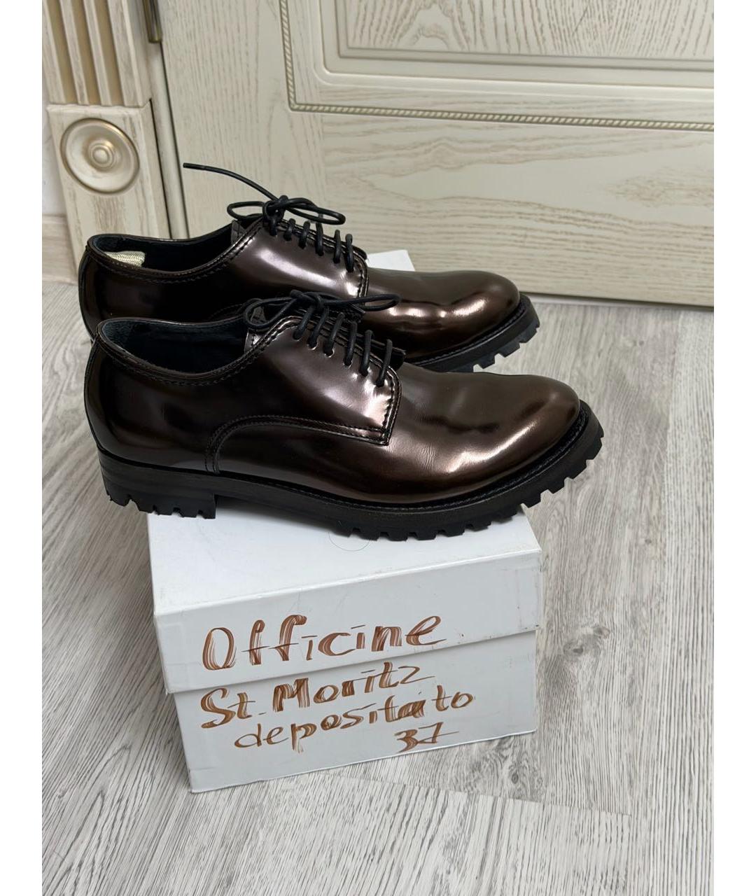 OFFICINE CREATIVE Коричневые кожаные брогги и оксфорды, фото 9
