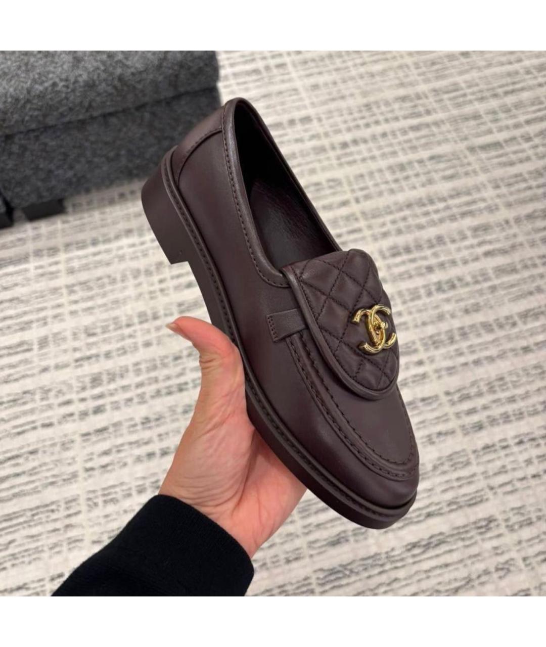CHANEL Коричневые кожаные лоферы, фото 2