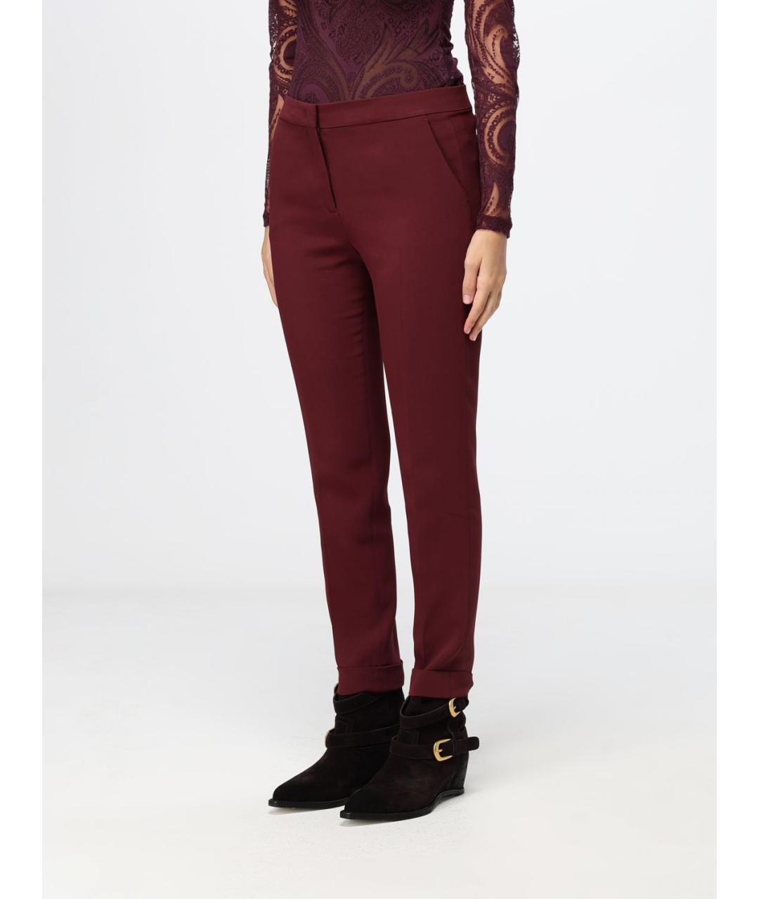 ETRO Бордовые вискозные брюки узкие, фото 5
