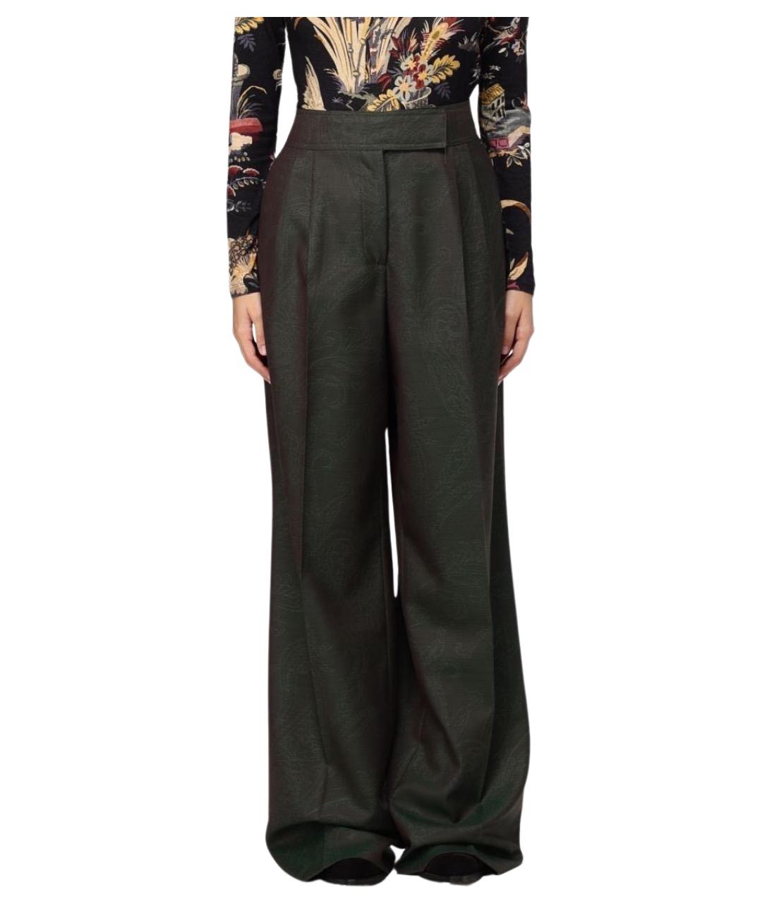 ETRO Зеленые шерстяные прямые брюки, фото 1