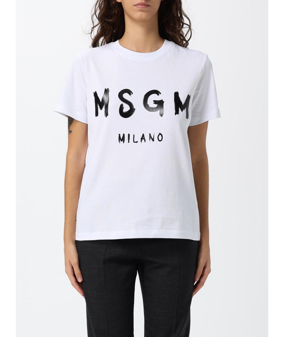 MSGM Белая хлопковая футболка, фото 4