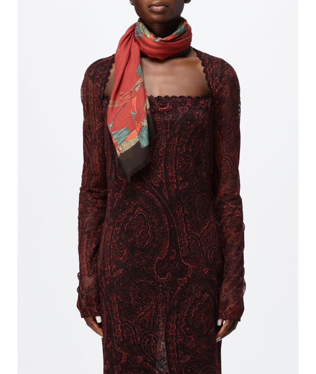 ETRO Бордовый шарф, фото 2