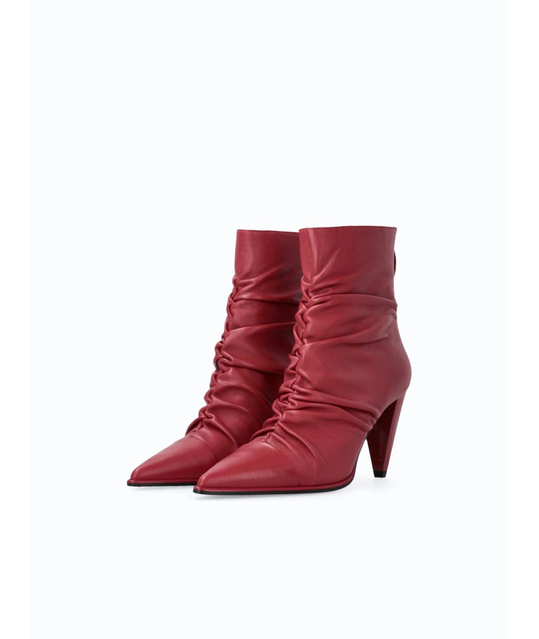 PINKO Красные кожаные ботильоны, фото 6