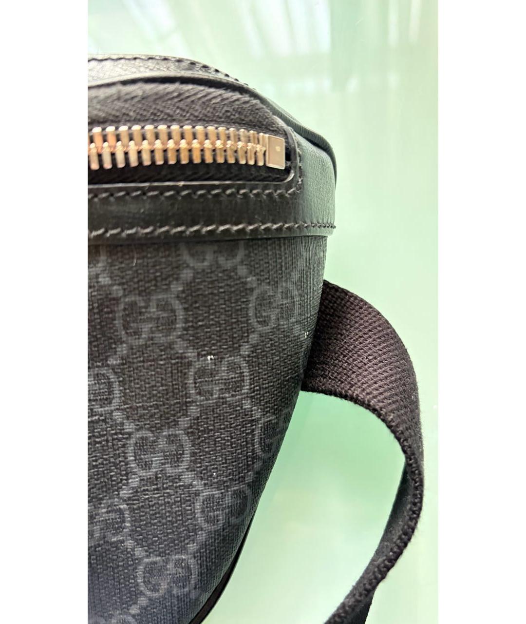 GUCCI Антрацитовая поясная сумка из канвы, фото 6
