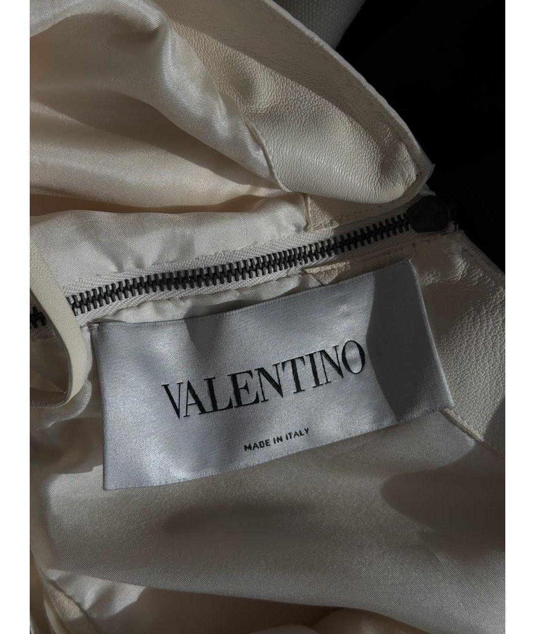 VALENTINO Бежевое кожаное вечернее платье, фото 6