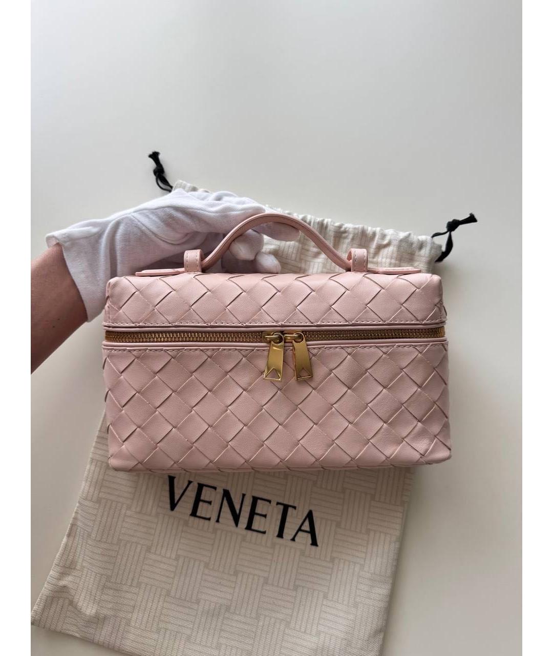 BOTTEGA VENETA Розовая кожаная сумка с короткими ручками, фото 2