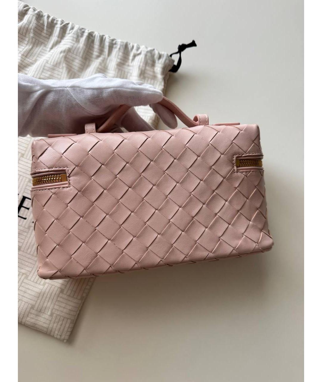 BOTTEGA VENETA Розовая кожаная сумка с короткими ручками, фото 3