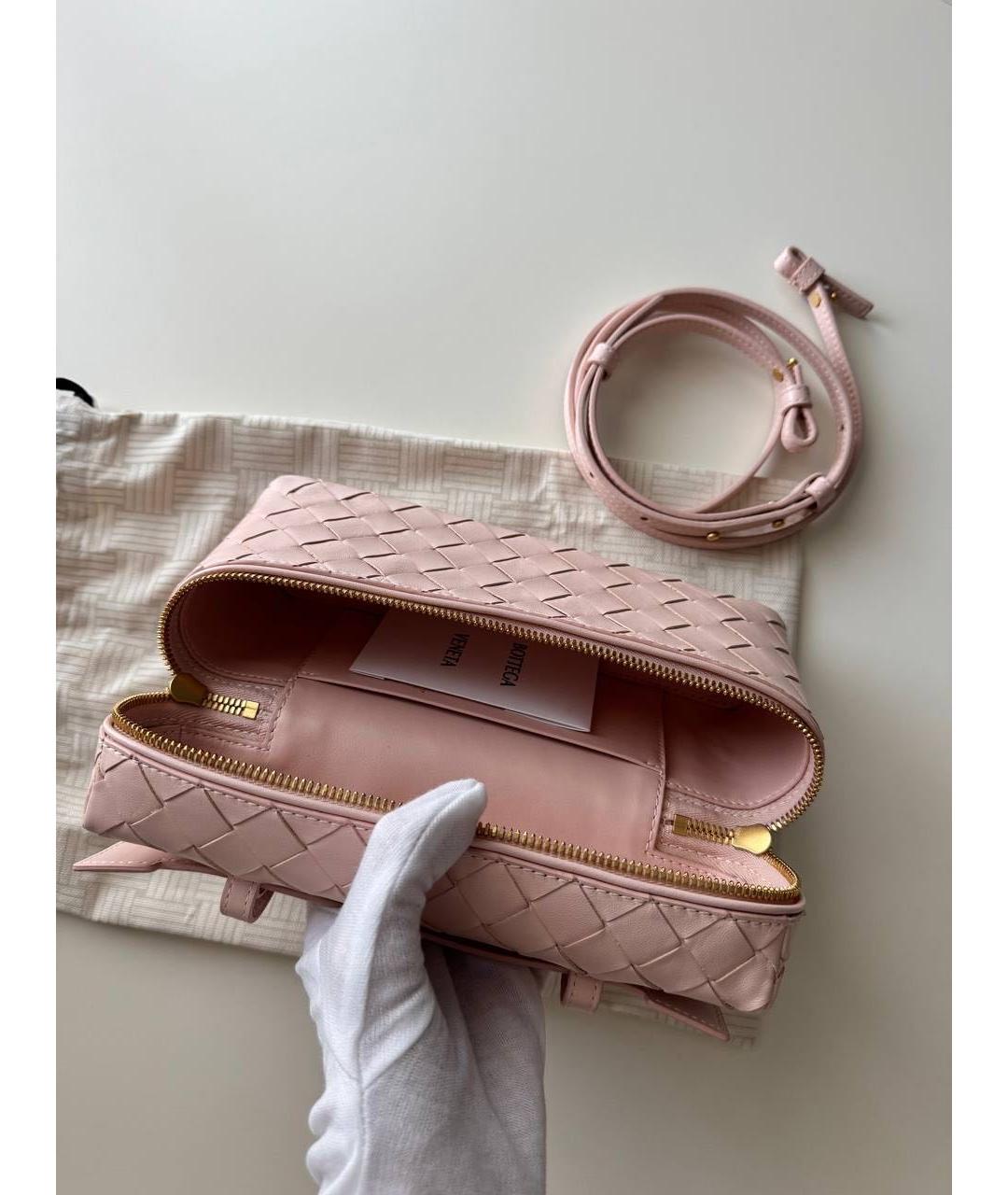 BOTTEGA VENETA Розовая кожаная сумка с короткими ручками, фото 5