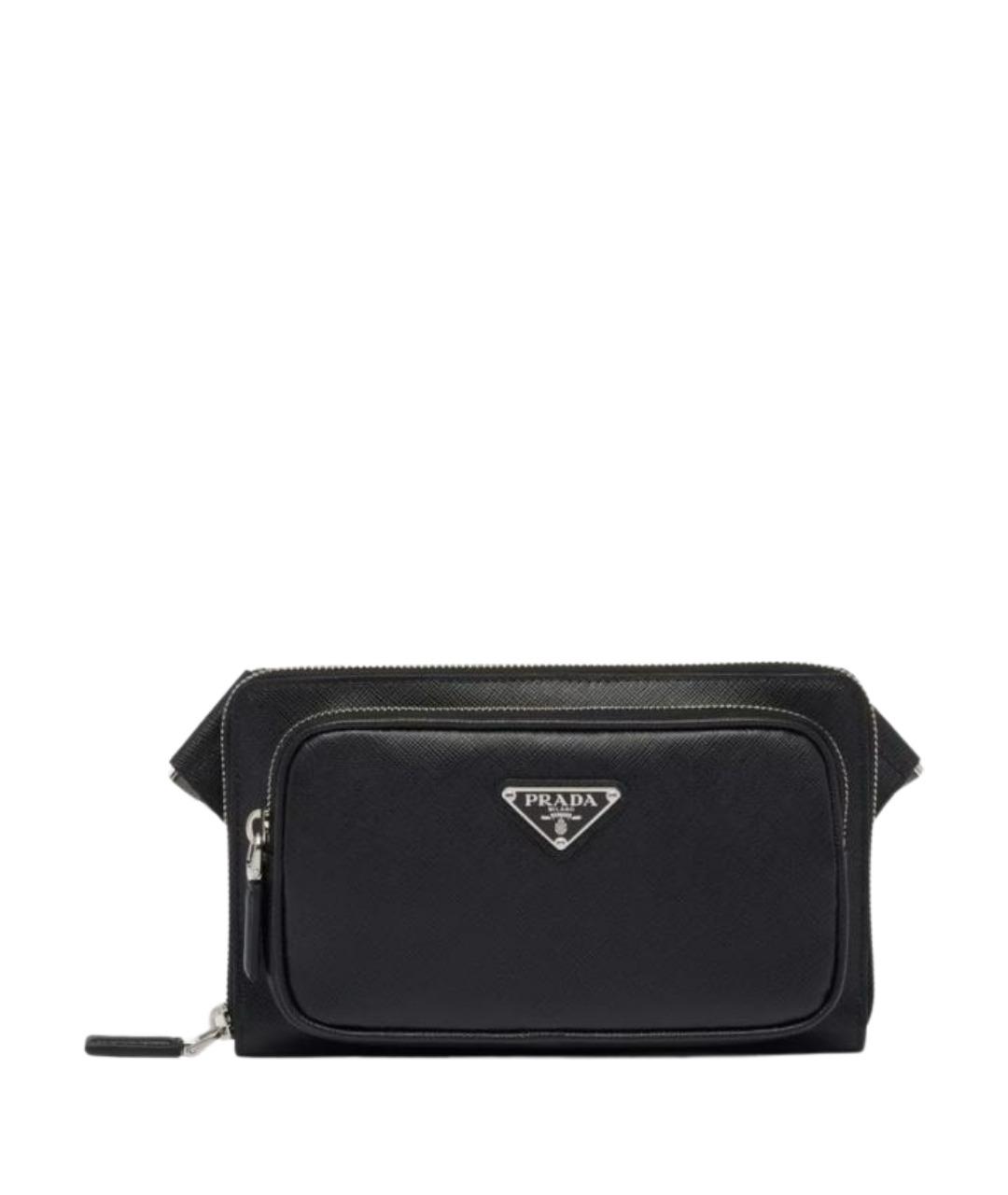 PRADA Черная кожаная барсетка, фото 1