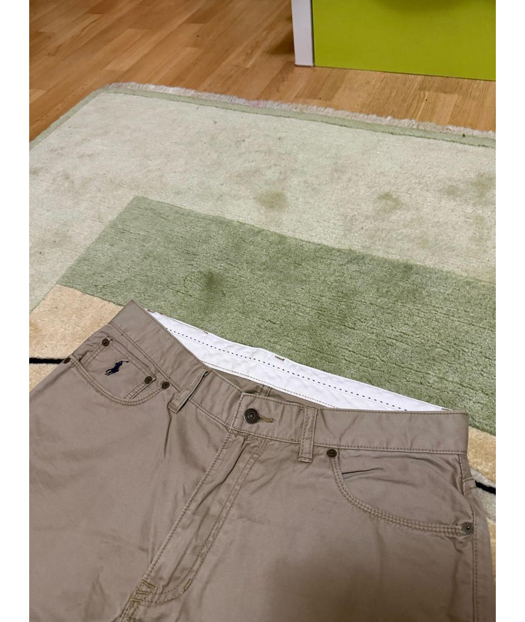 POLO RALPH LAUREN Бежевые хлопковые прямые джинсы, фото 6