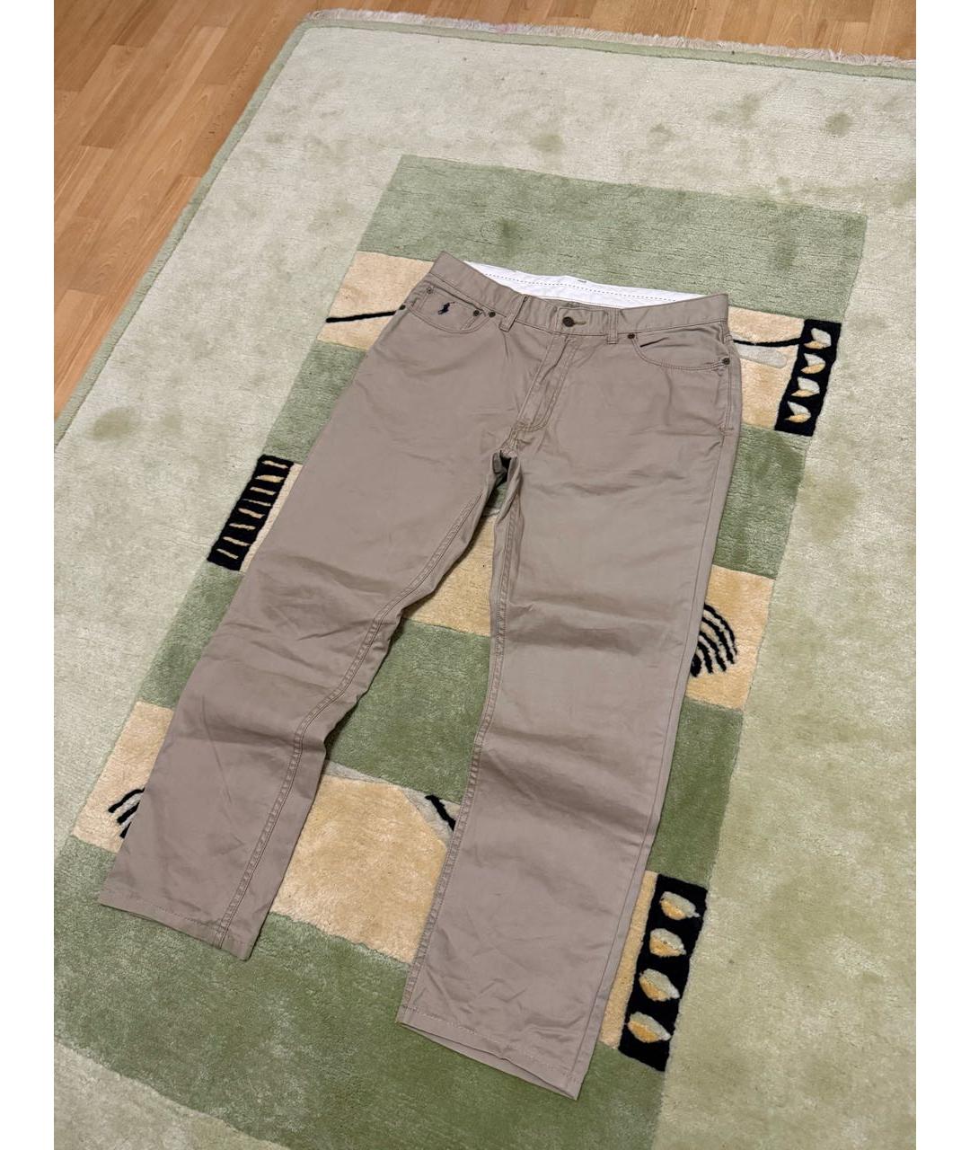 POLO RALPH LAUREN Бежевые хлопковые прямые джинсы, фото 7