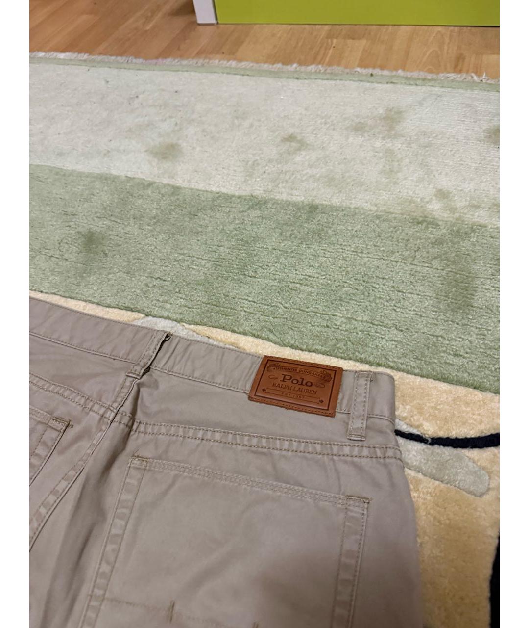 POLO RALPH LAUREN Бежевые хлопковые прямые джинсы, фото 4