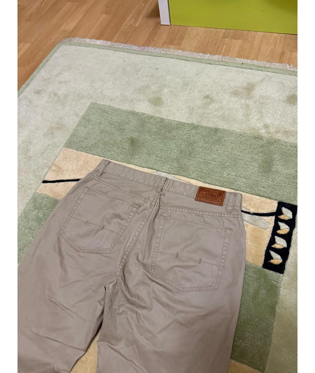 POLO RALPH LAUREN Бежевые хлопковые прямые джинсы, фото 3
