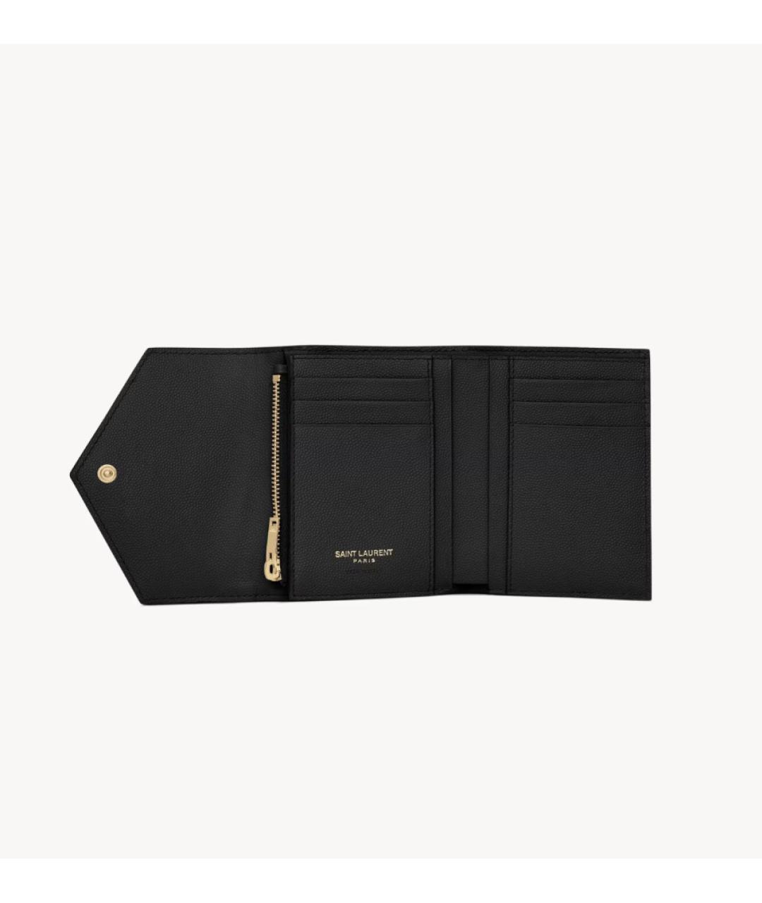SAINT LAURENT Черный кожаный кошелек, фото 4