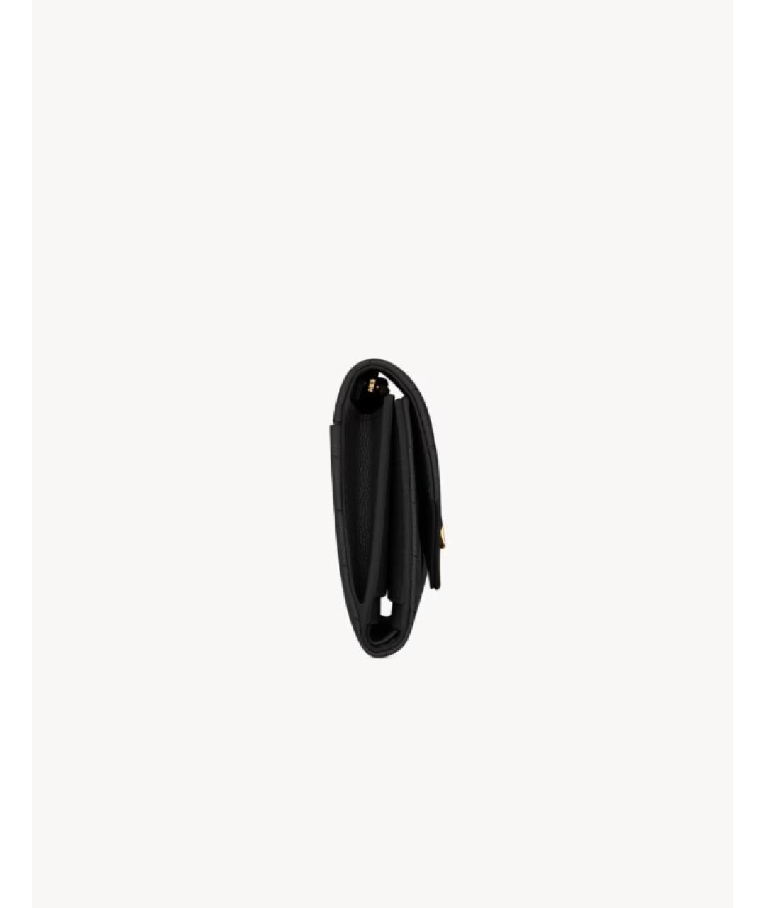 SAINT LAURENT Черный кожаный кошелек, фото 3