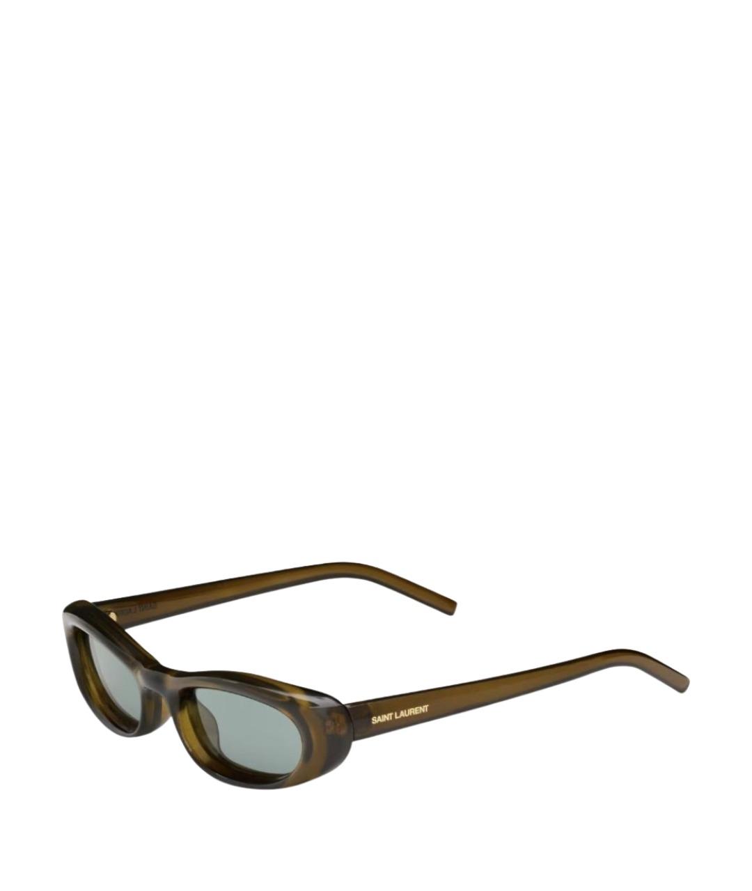 SAINT LAURENT Хаки пластиковые солнцезащитные очки, фото 1
