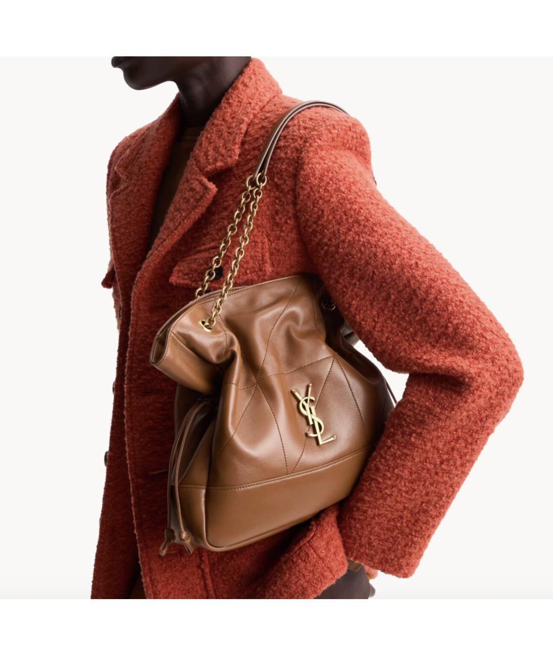 SAINT LAURENT Коричневая кожаная сумка через плечо, фото 2
