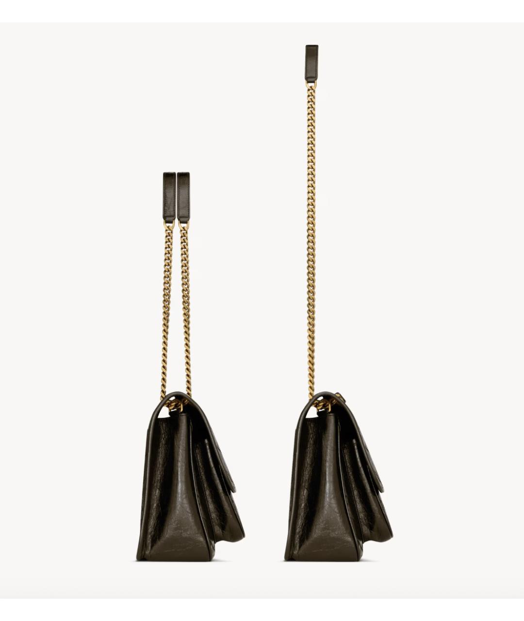 SAINT LAURENT Хаки кожаная сумка через плечо, фото 4