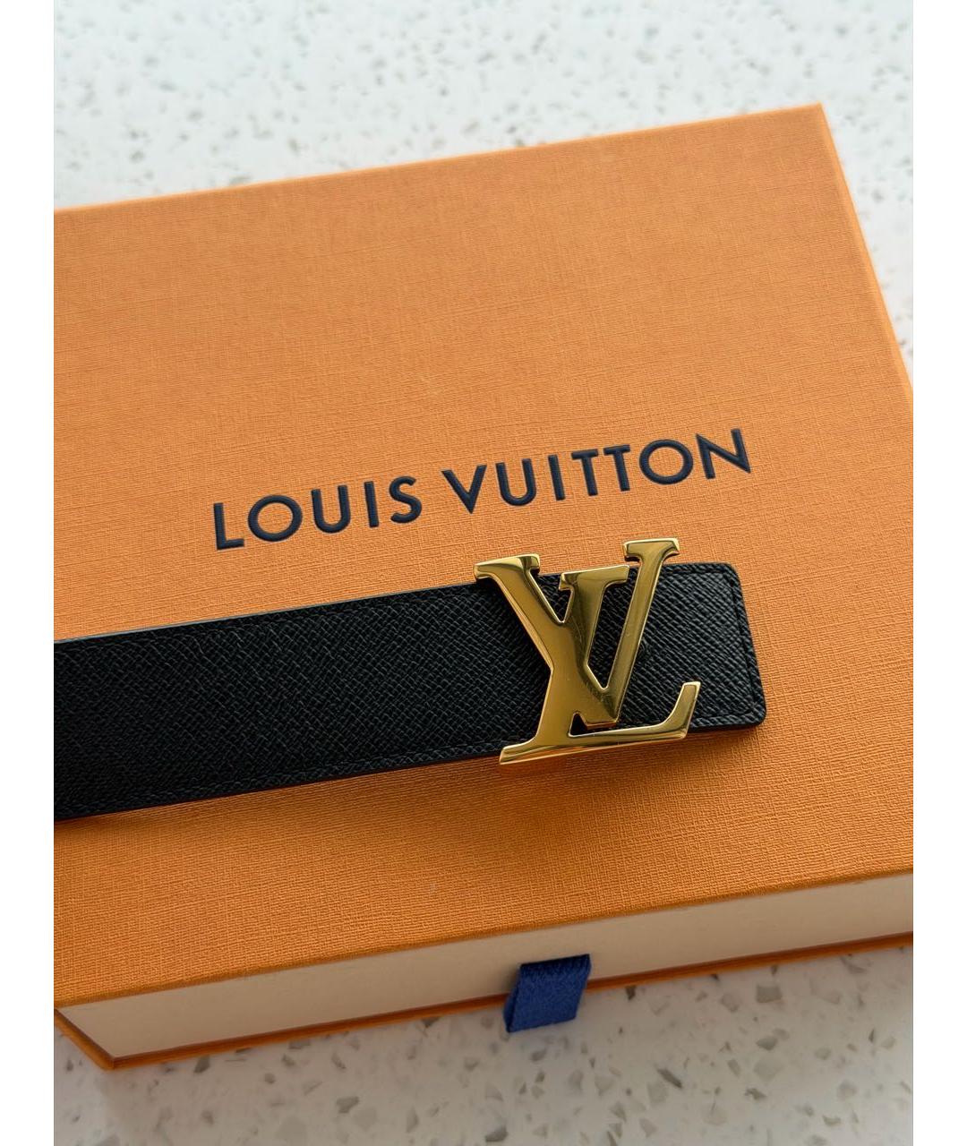 LOUIS VUITTON Черный кожаный ремень, фото 4