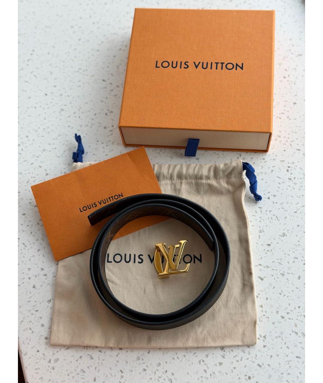 LOUIS VUITTON Черный кожаный ремень, фото 6