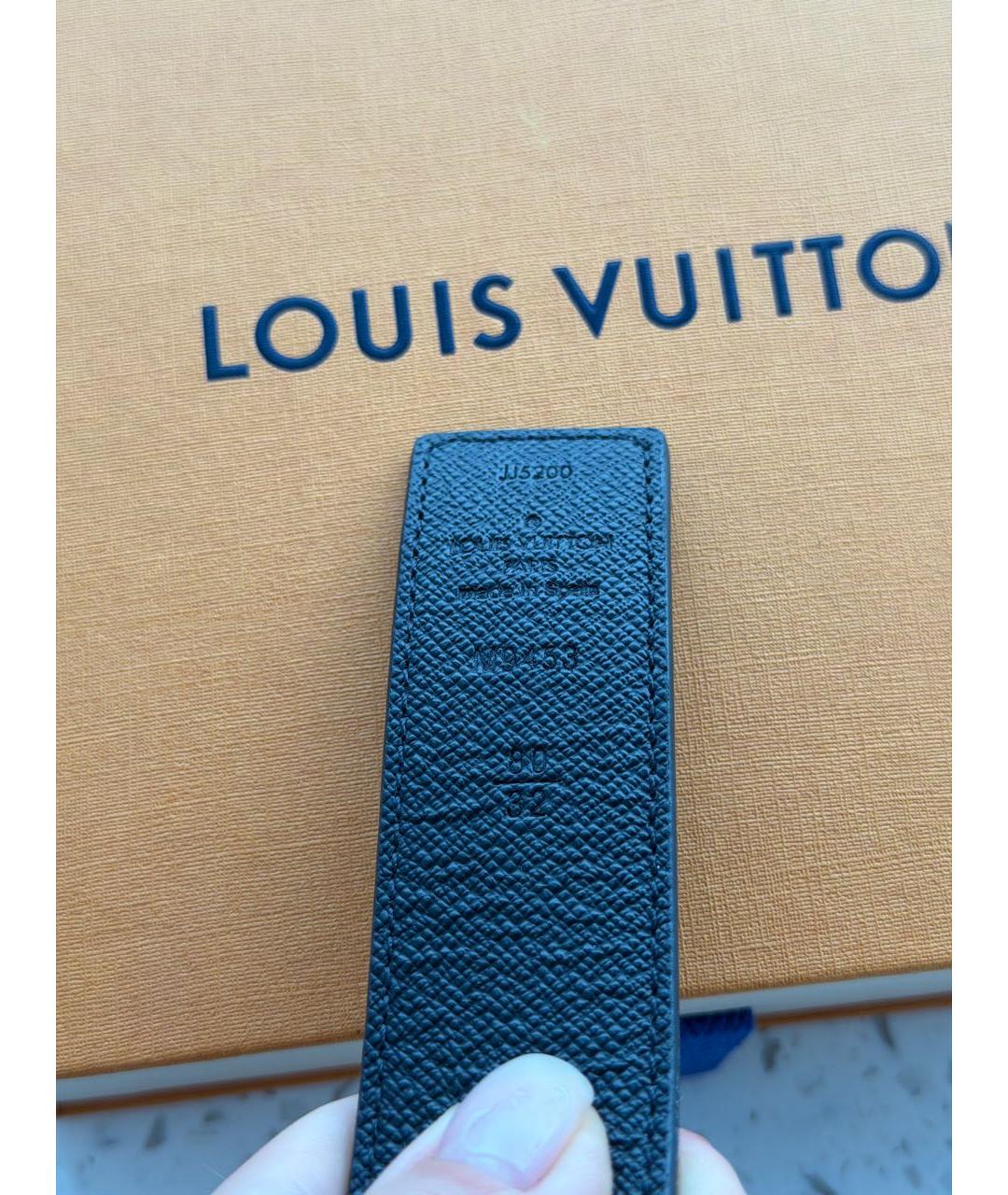 LOUIS VUITTON Черный кожаный ремень, фото 3