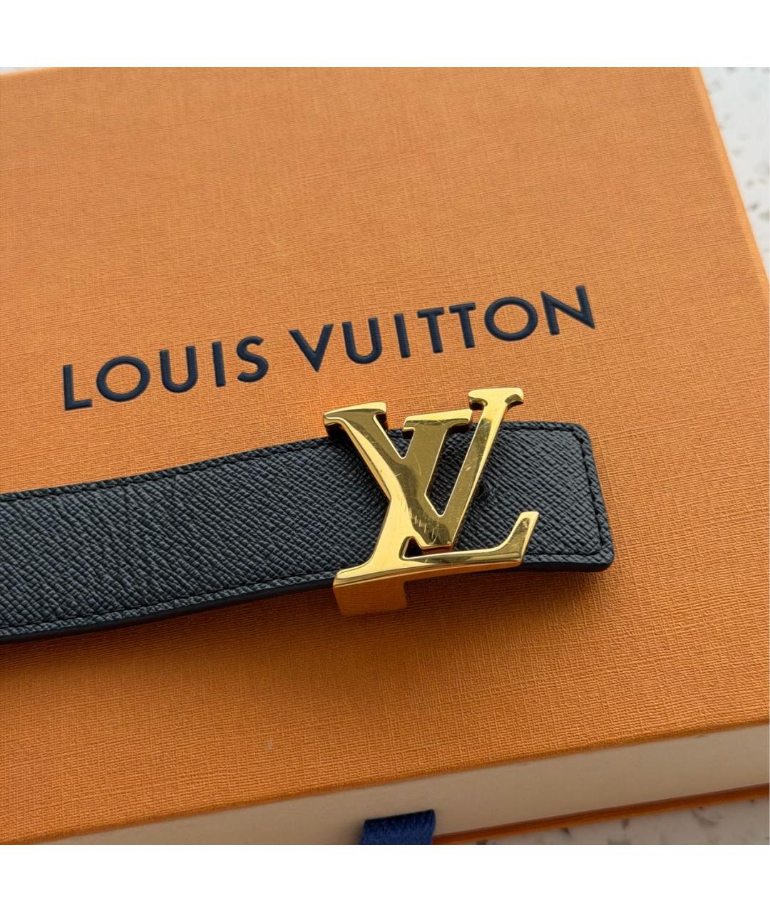 LOUIS VUITTON Черный кожаный ремень, фото 5