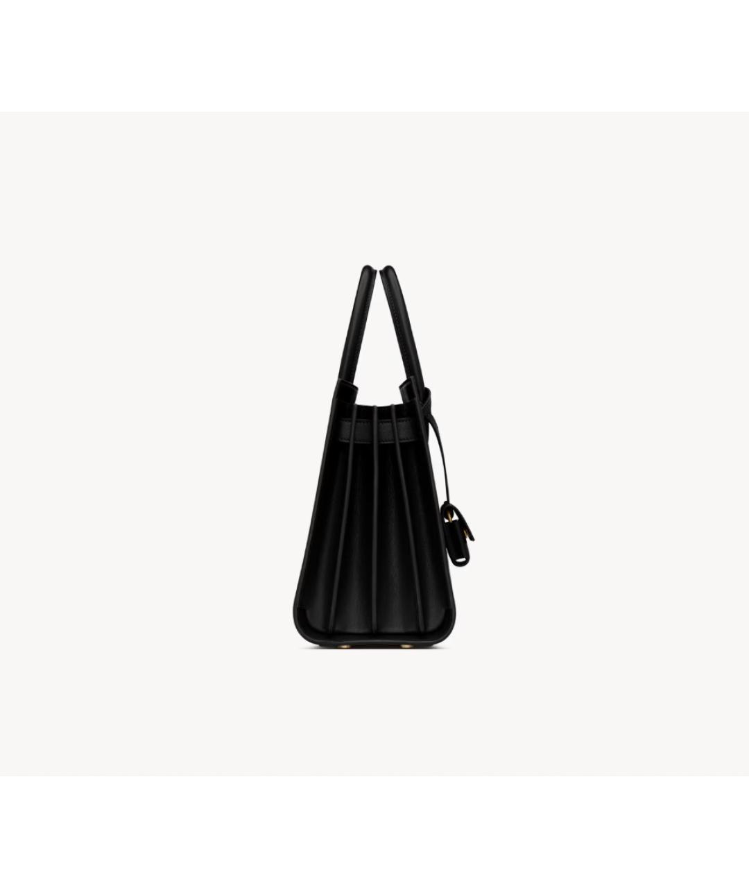 SAINT LAURENT Черная кожаная сумка с короткими ручками, фото 4