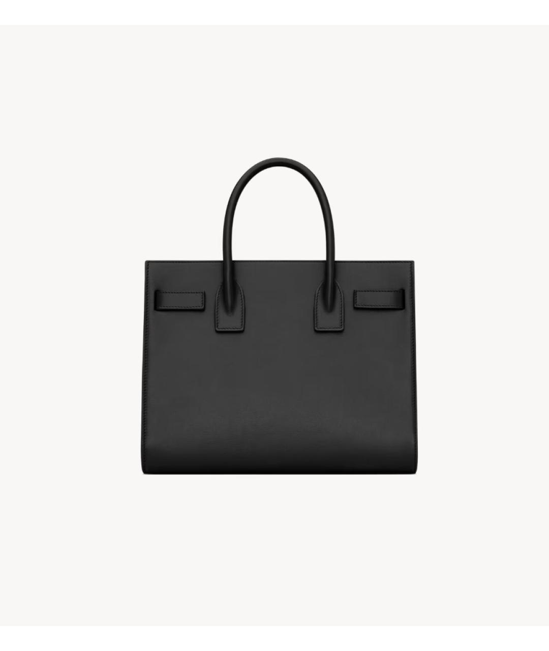 SAINT LAURENT Черная кожаная сумка с короткими ручками, фото 3