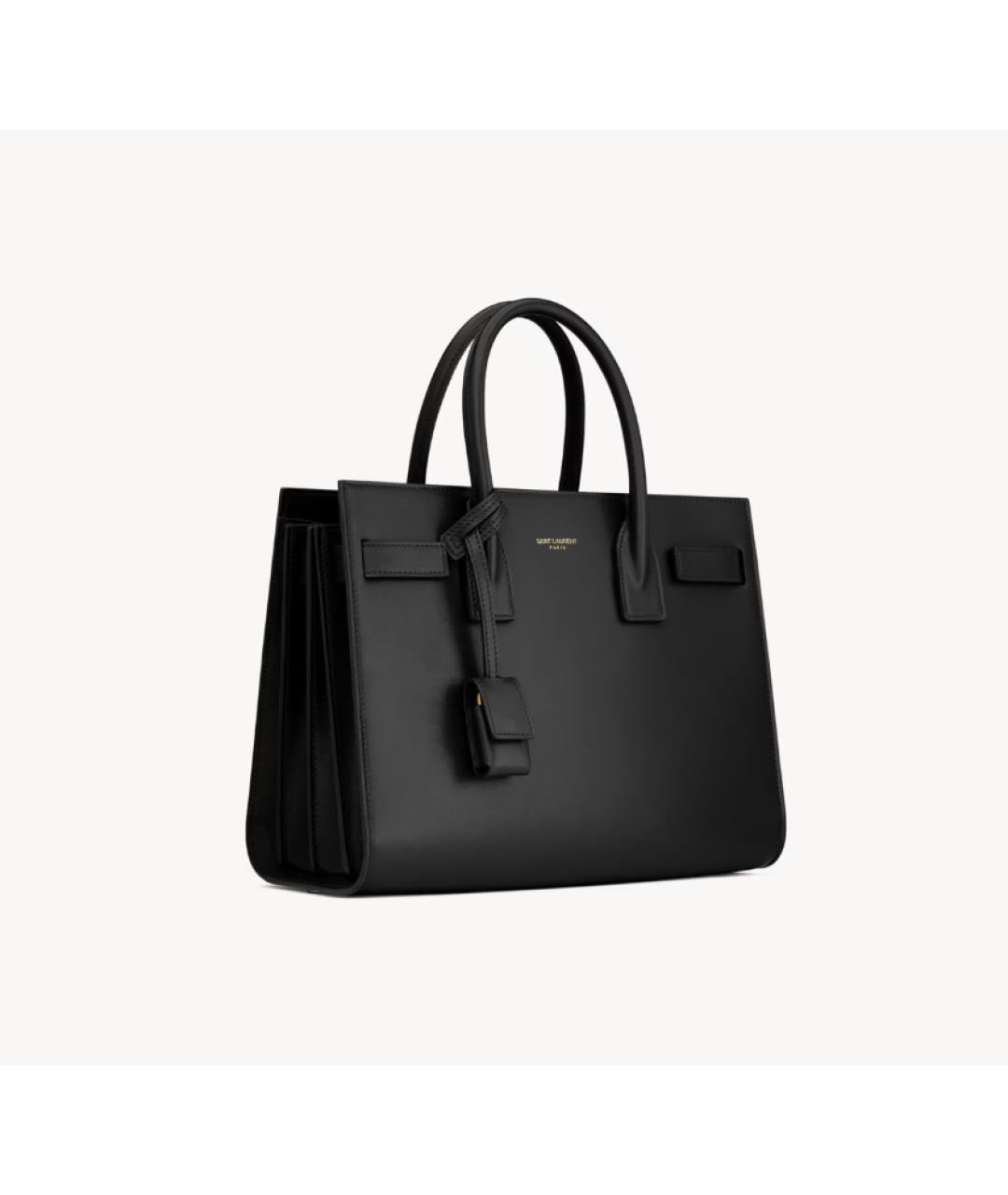 SAINT LAURENT Черная кожаная сумка с короткими ручками, фото 6
