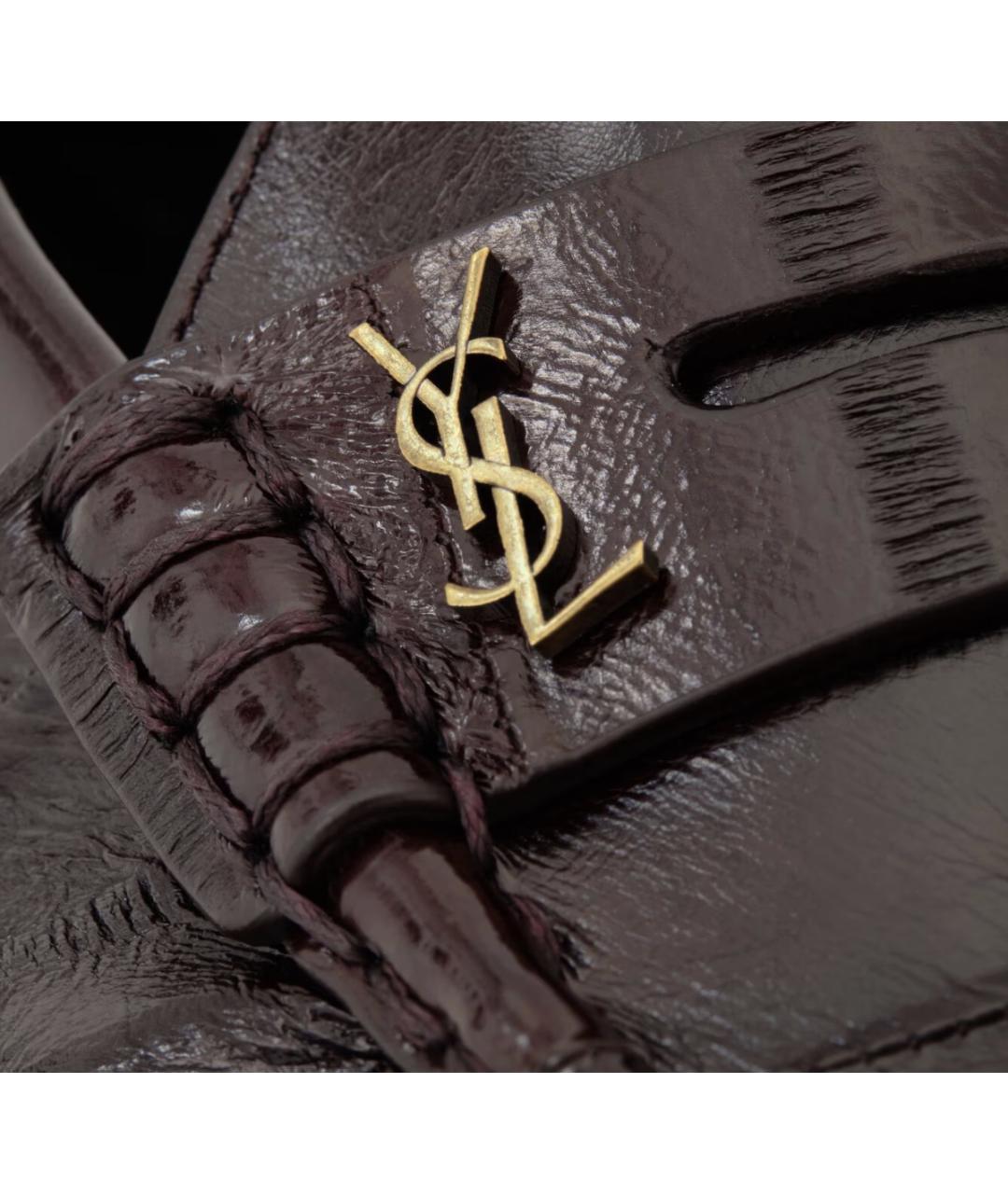 SAINT LAURENT Коричневые кожаные лоферы, фото 5