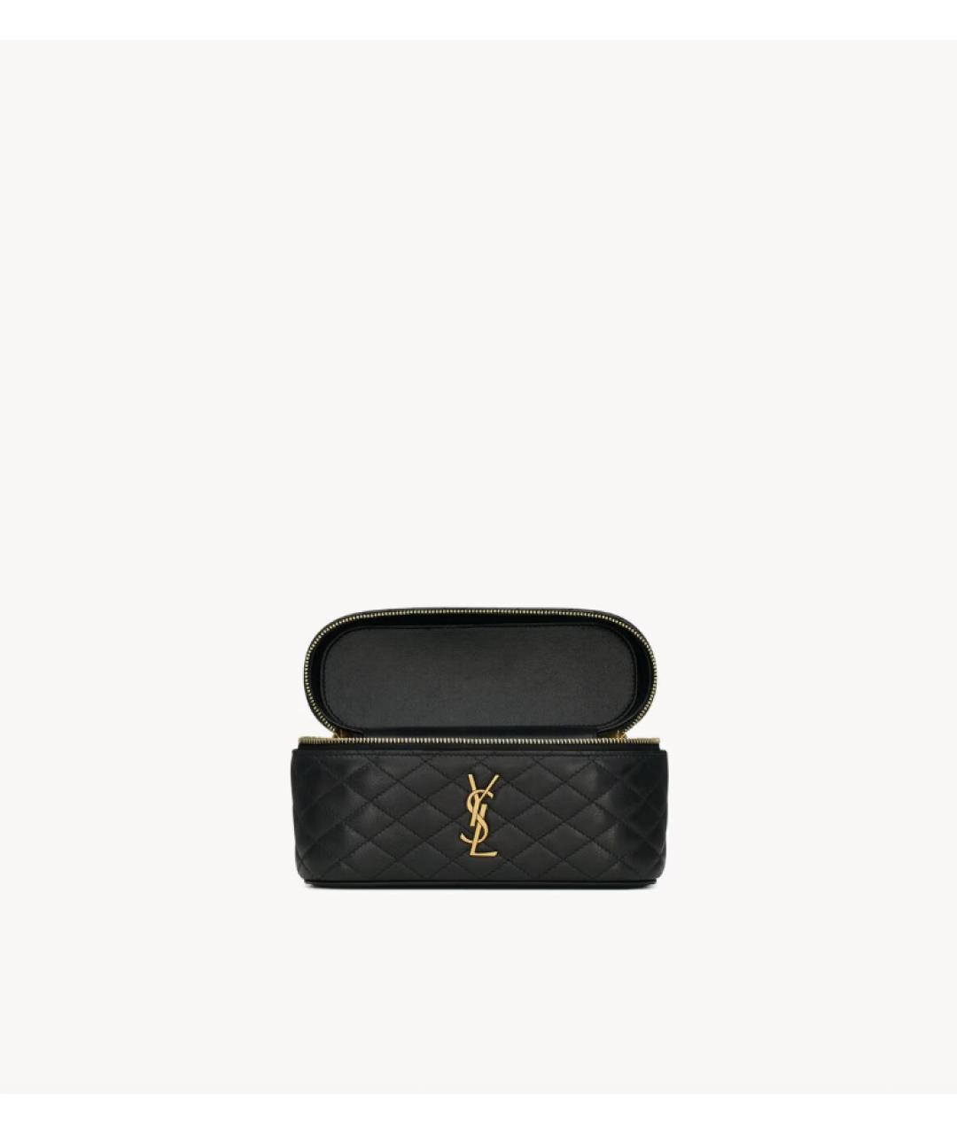 SAINT LAURENT Черная кожаная сумка с короткими ручками, фото 5