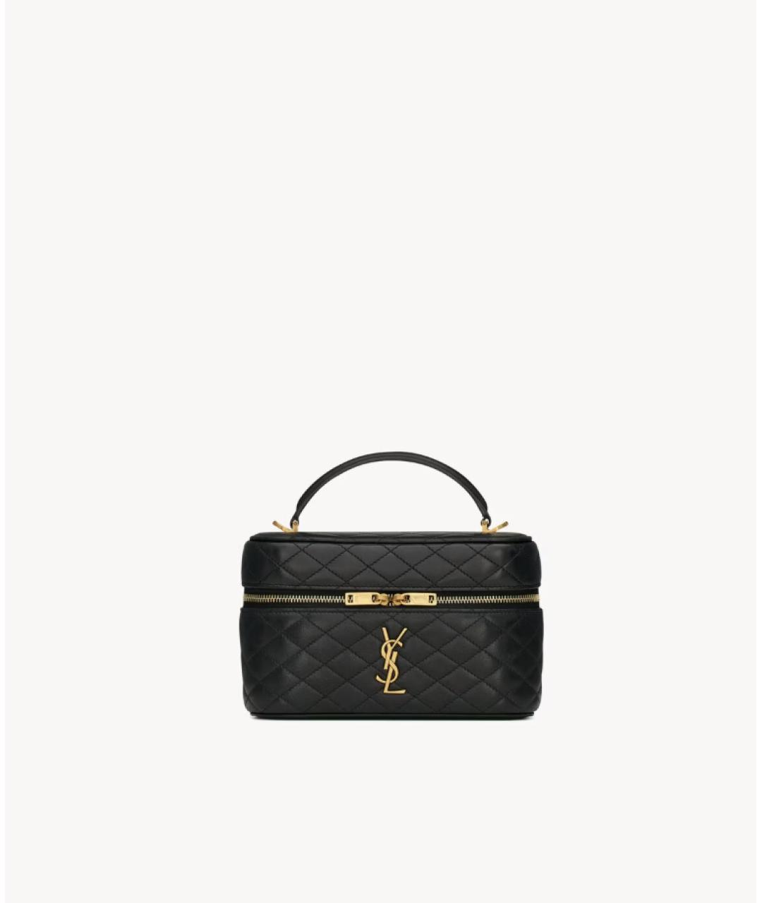 SAINT LAURENT Черная кожаная сумка с короткими ручками, фото 3