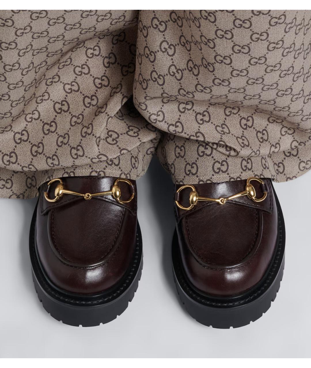 GUCCI Коричневые кожаные сабо, фото 4
