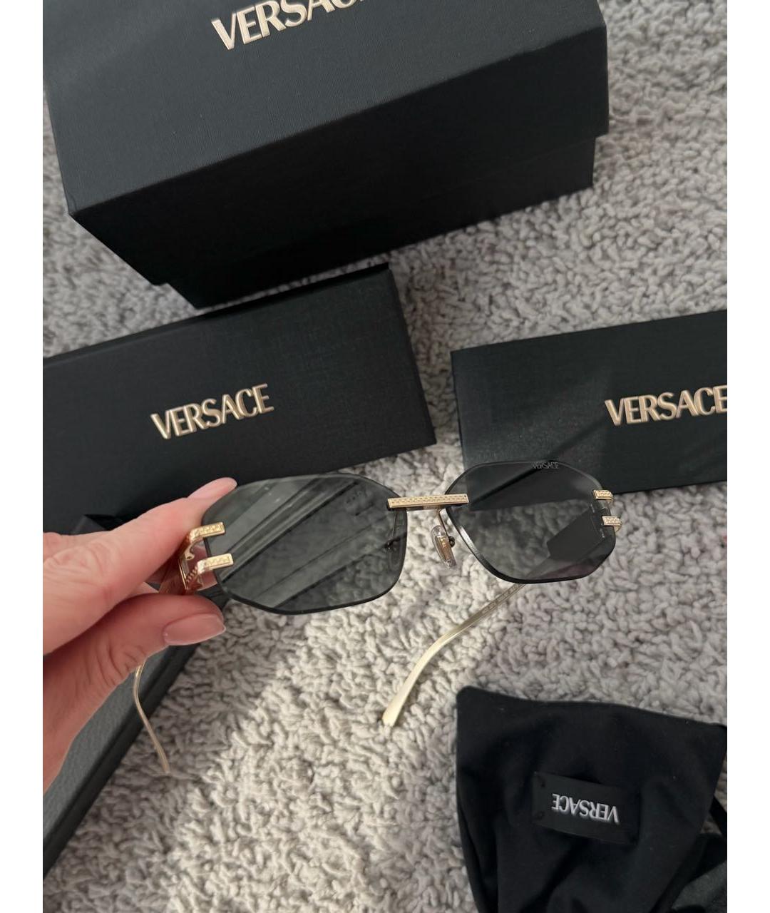VERSACE Черные металлические солнцезащитные очки, фото 2