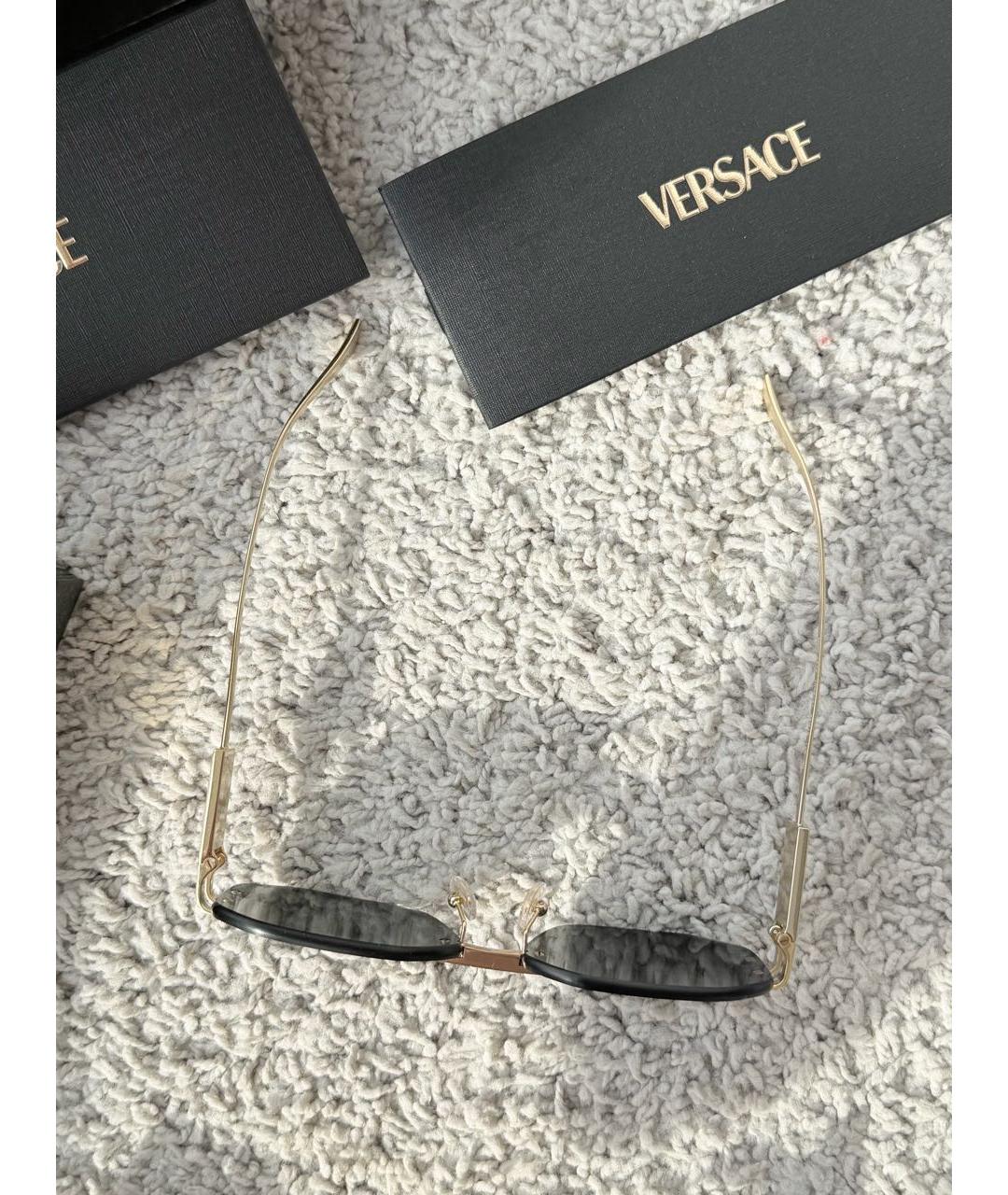 VERSACE Черные металлические солнцезащитные очки, фото 8