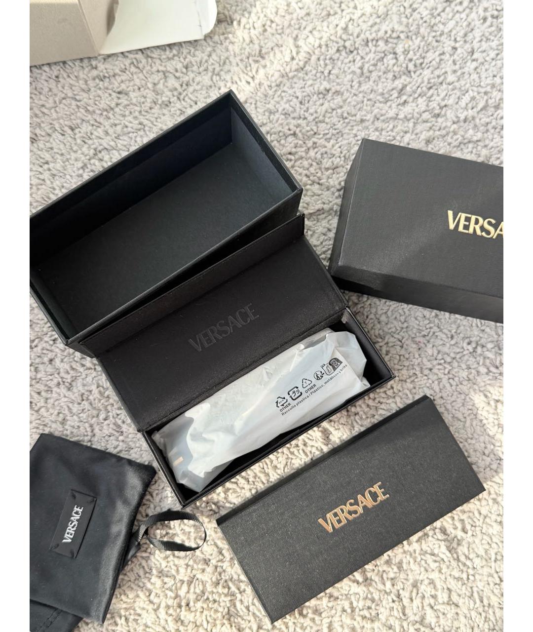 VERSACE Черные металлические солнцезащитные очки, фото 7