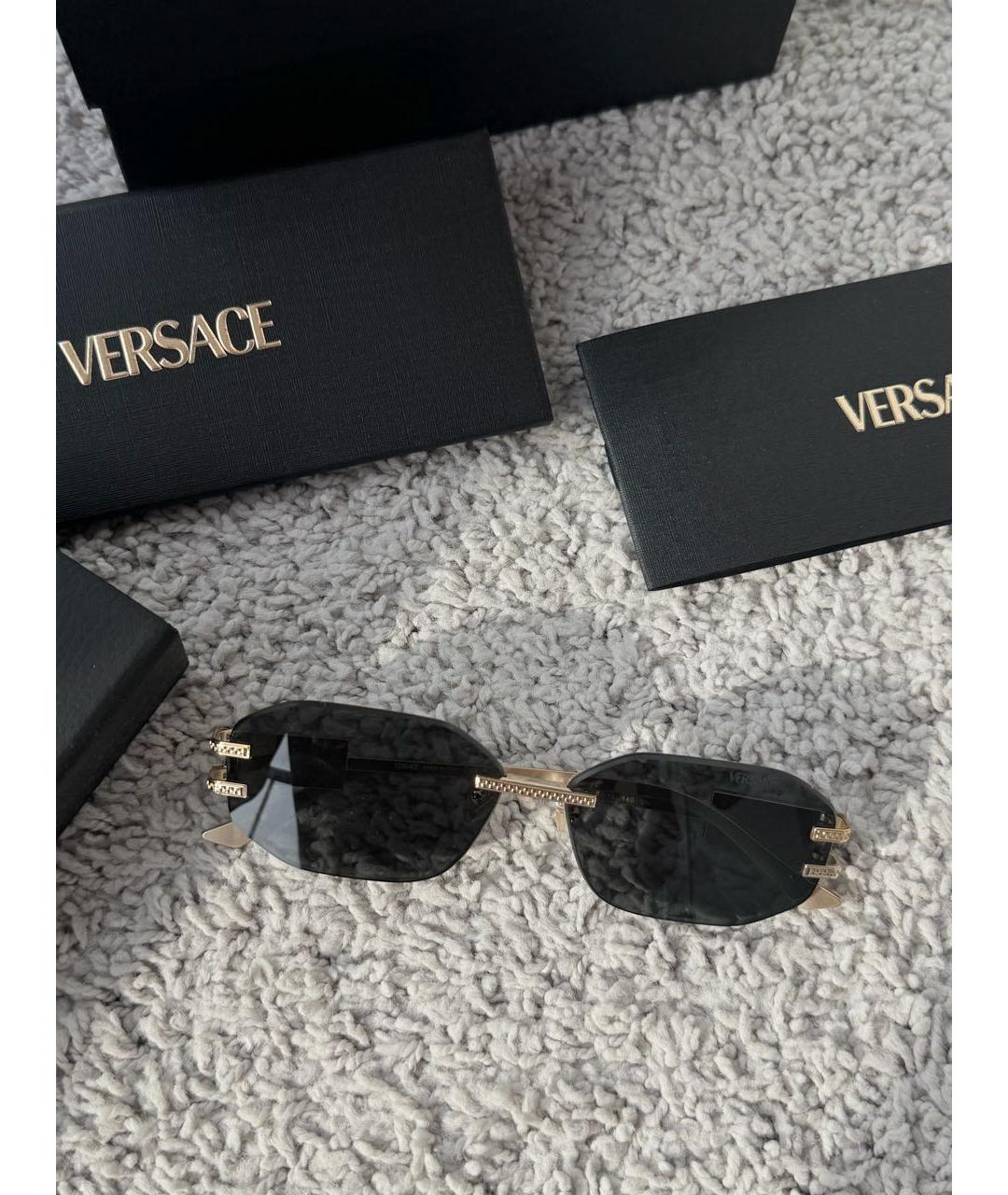 VERSACE Черные металлические солнцезащитные очки, фото 9