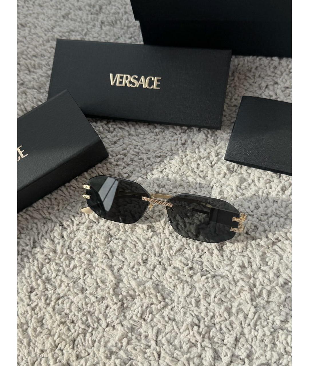 VERSACE Черные металлические солнцезащитные очки, фото 6