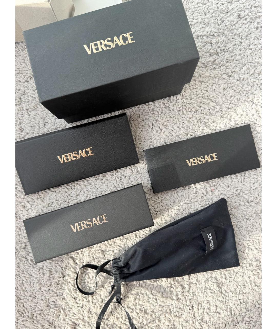 VERSACE Черные металлические солнцезащитные очки, фото 5