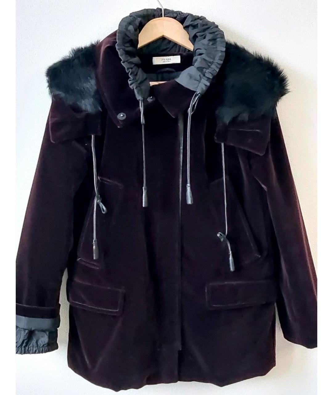 PRADA Бордовая бархатная парка, фото 2