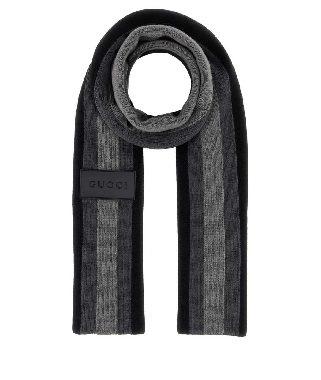 GUCCI Серый шерстяной шарф, фото 1