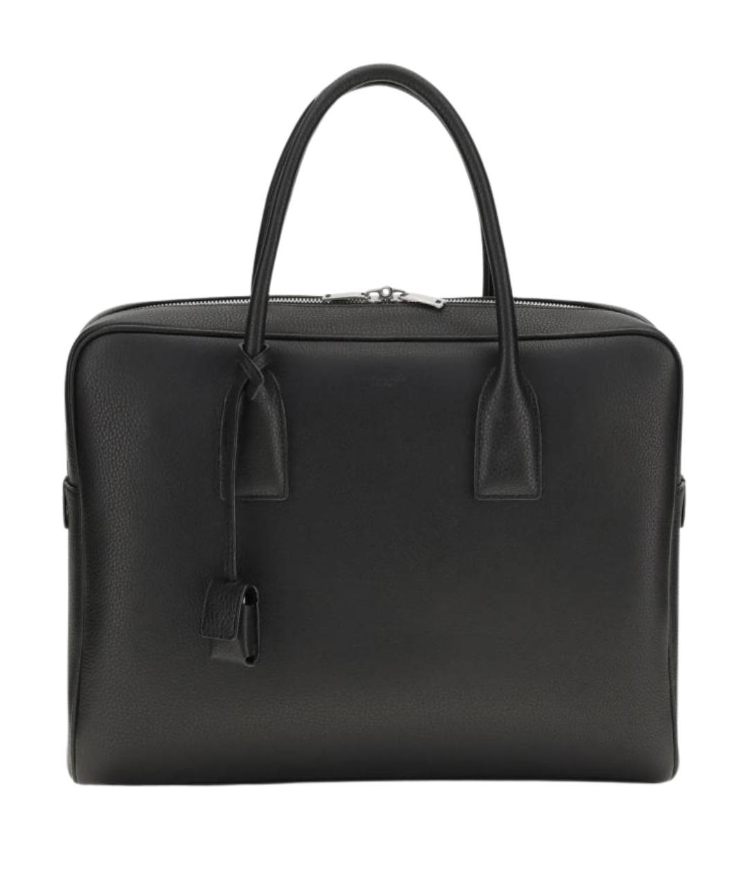 SAINT LAURENT Черный кожаный портфель, фото 1