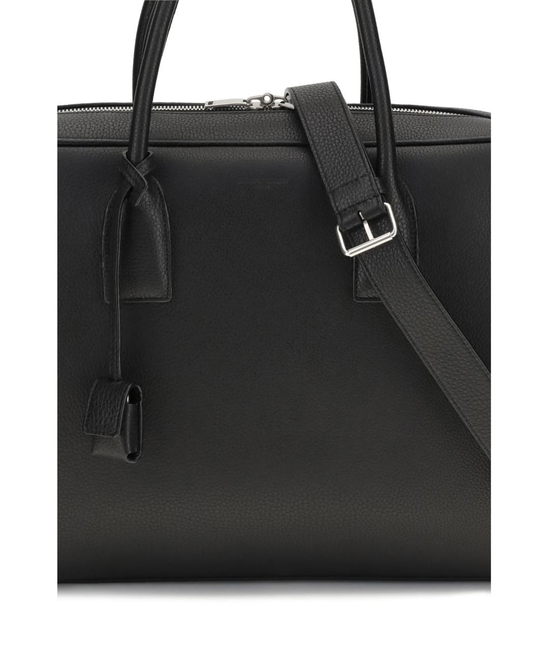SAINT LAURENT Черный кожаный портфель, фото 4