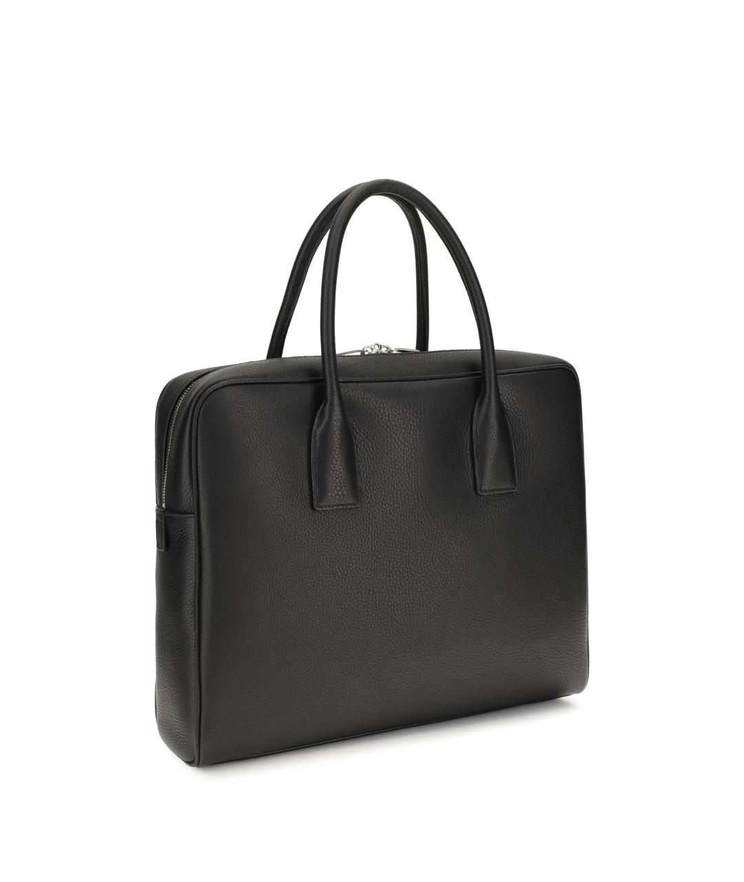 SAINT LAURENT Черный кожаный портфель, фото 3