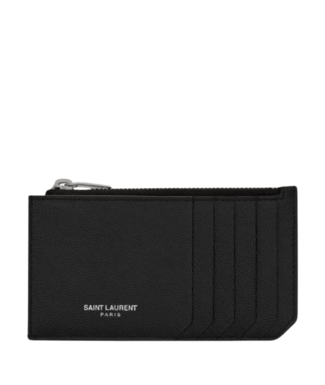 SAINT LAURENT Черный кожаный кошелек, фото 1