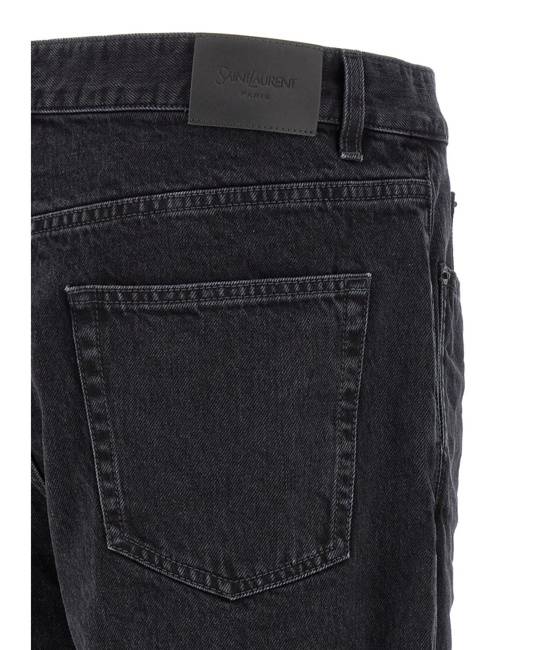 SAINT LAURENT Черные хлопковые прямые джинсы, фото 4